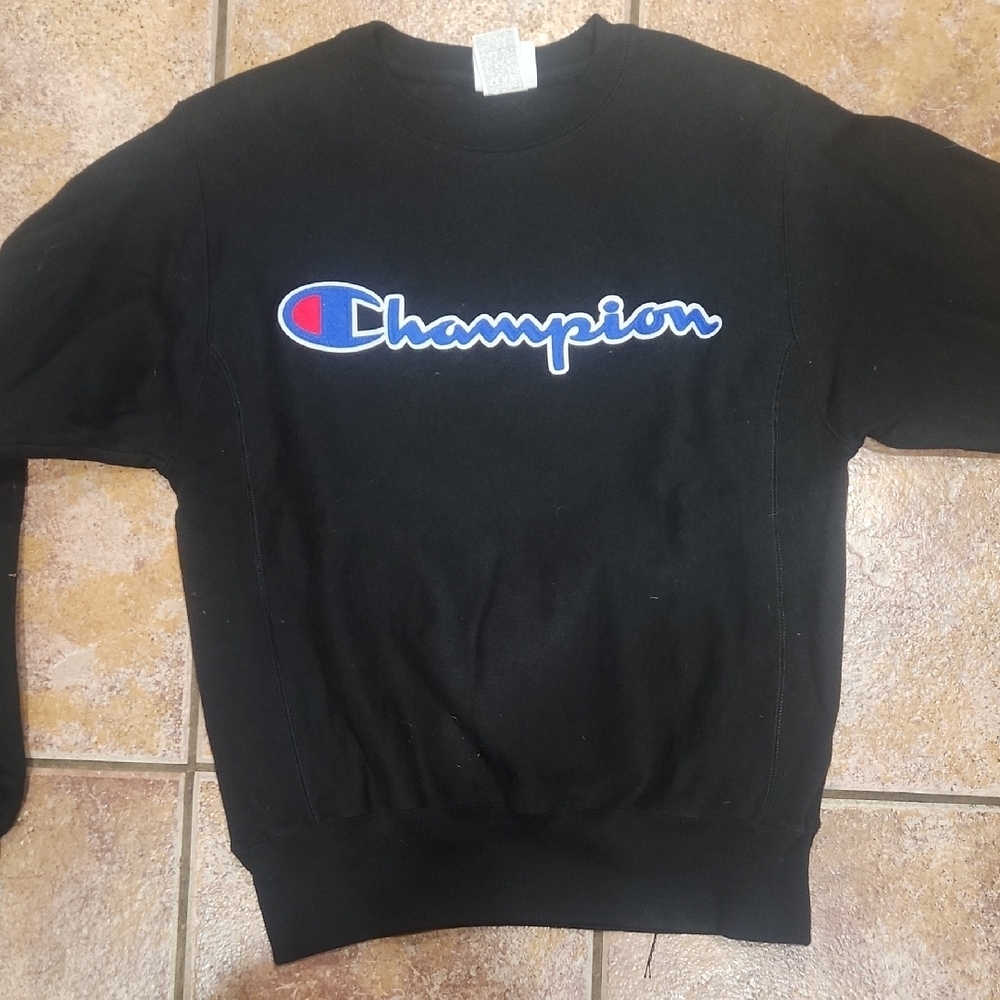Champion Black Logo Sweatshirt Womens Size Small